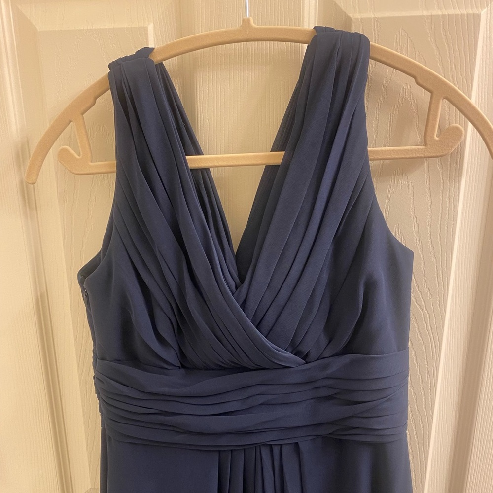 Bill Levkoff Navy Blue Maxi Bridesmaid Dress